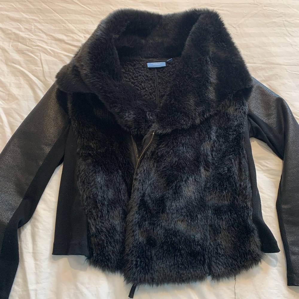 Vera Wang leather and Fur jacket